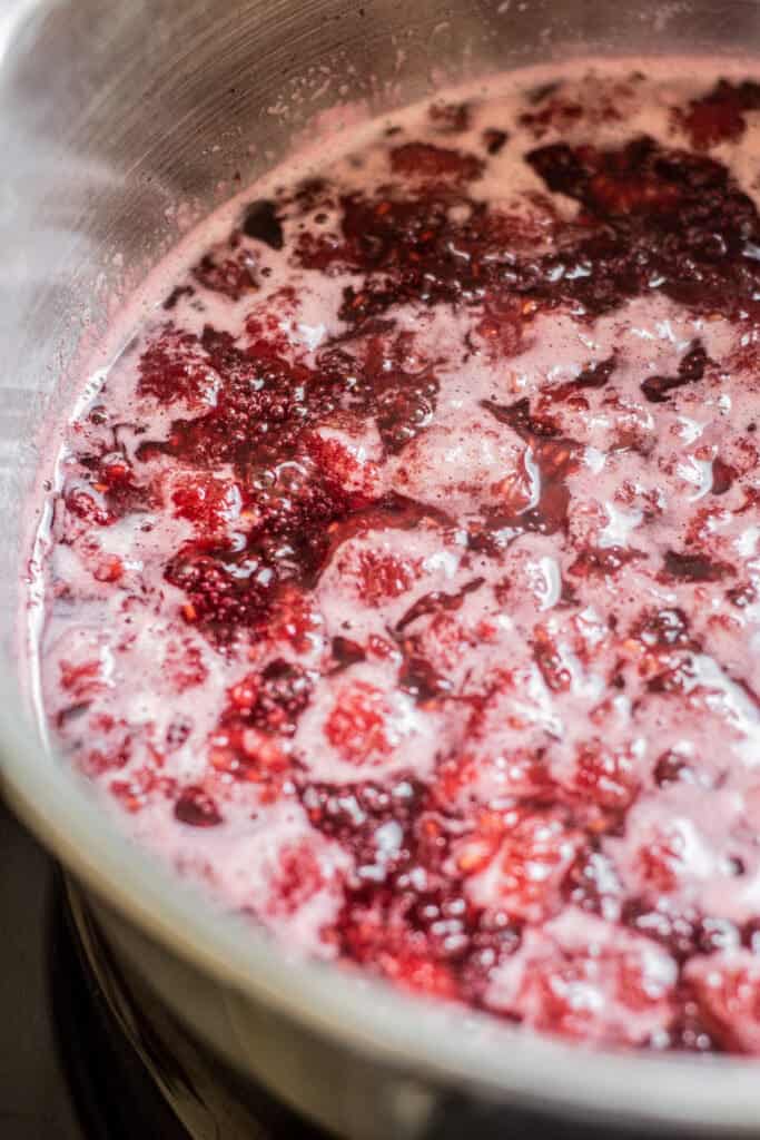 simmering raspberries.