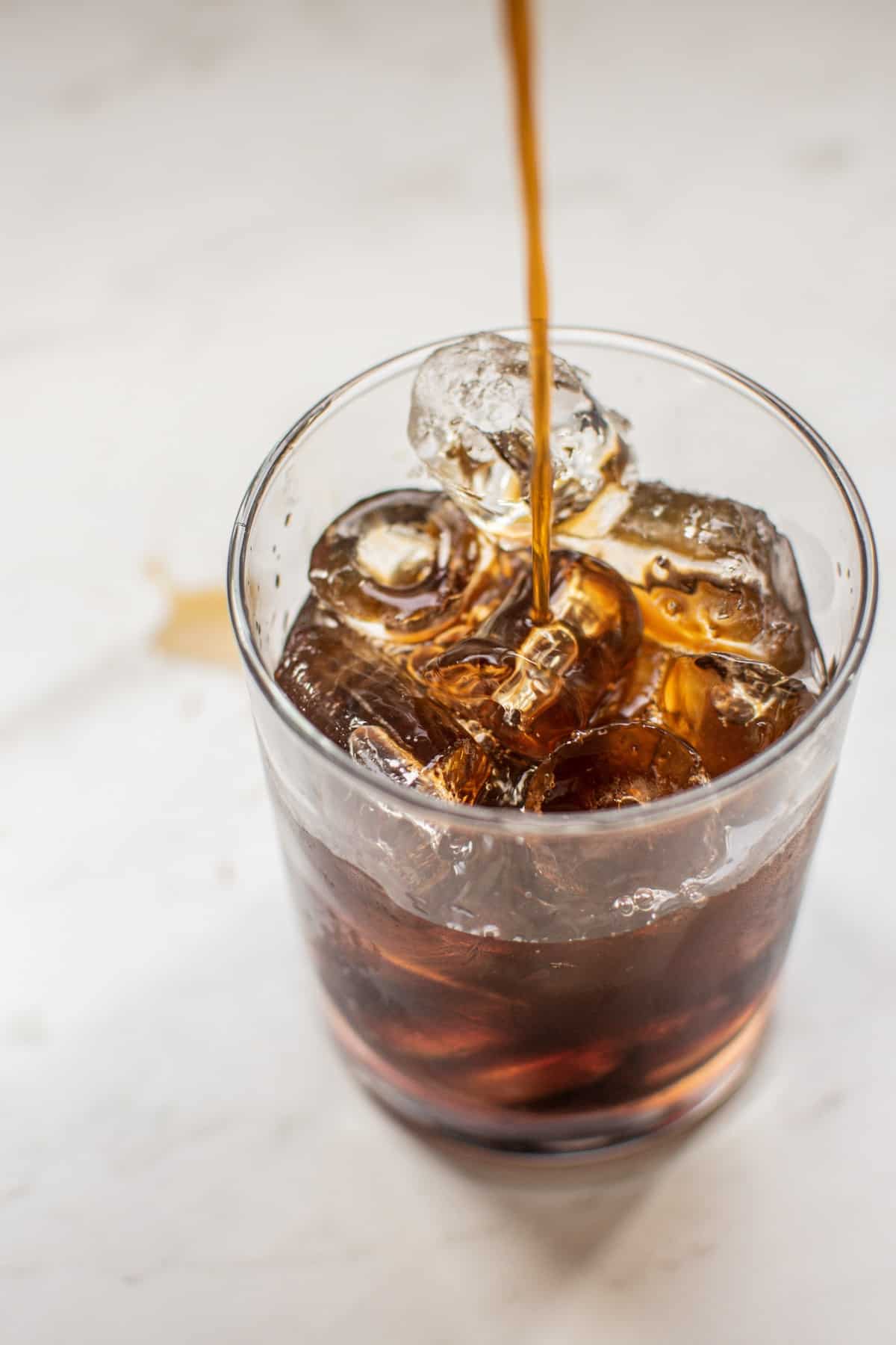 coffee poured over ice.