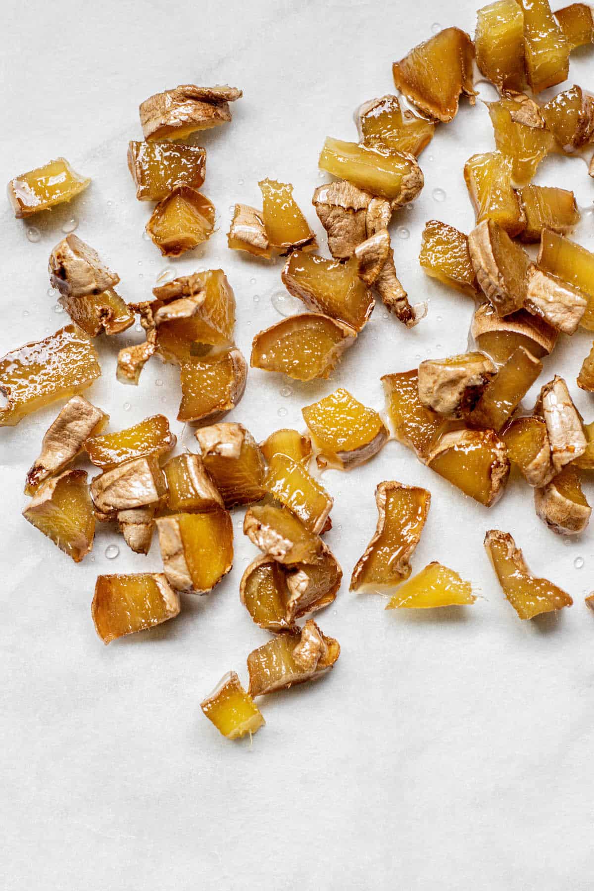 candied ginger pieces.