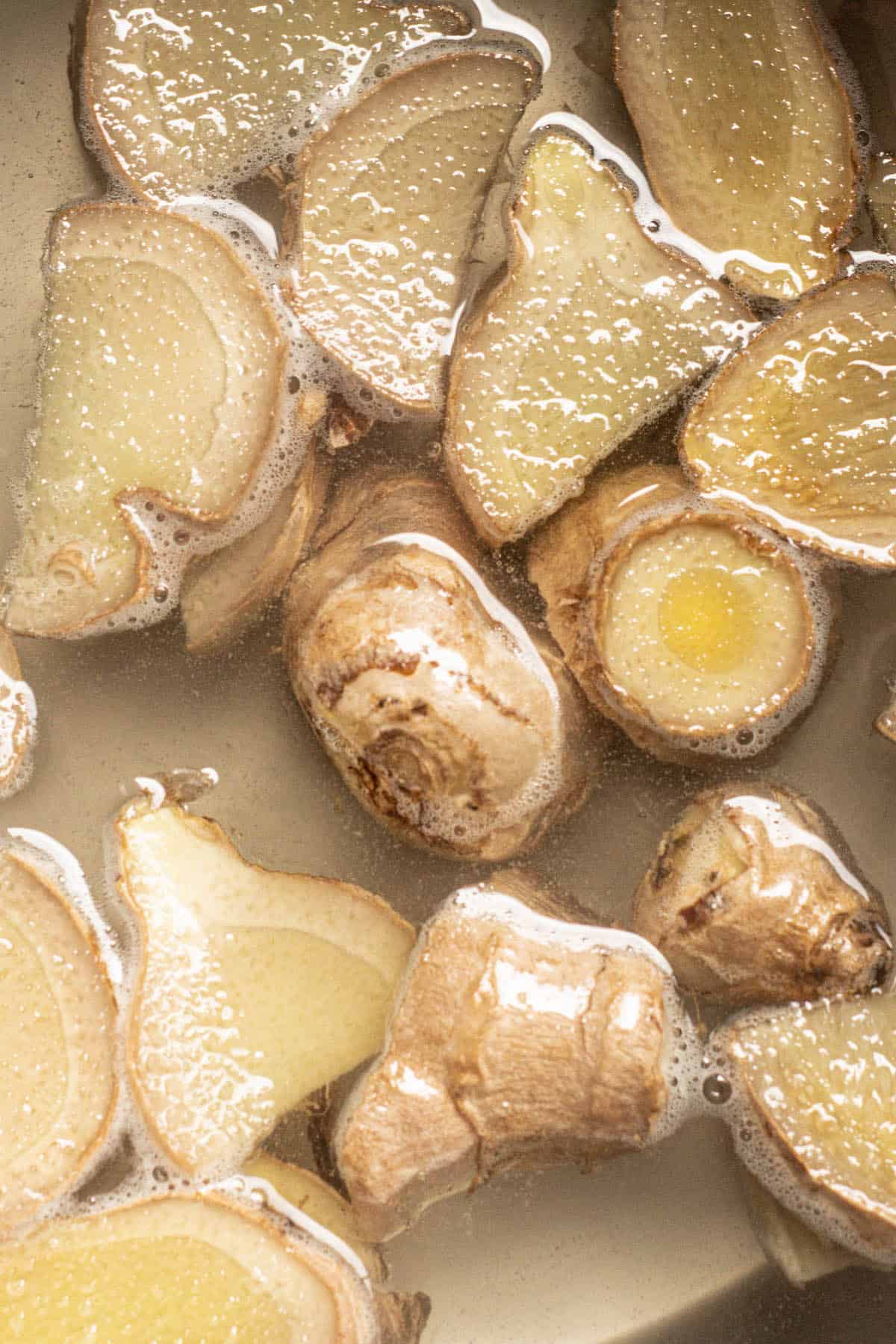 ginger root in water.