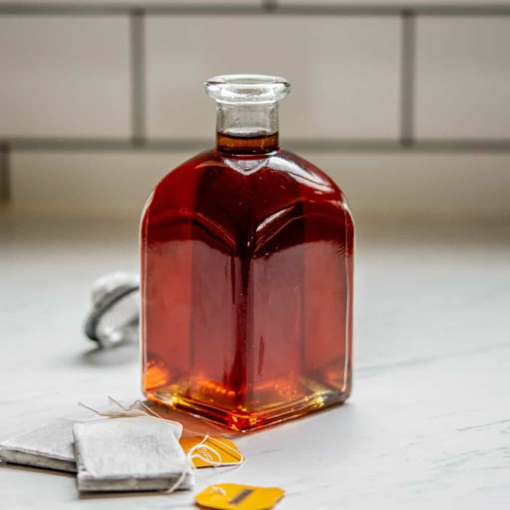 earl grey cocktail syrup in a bottle